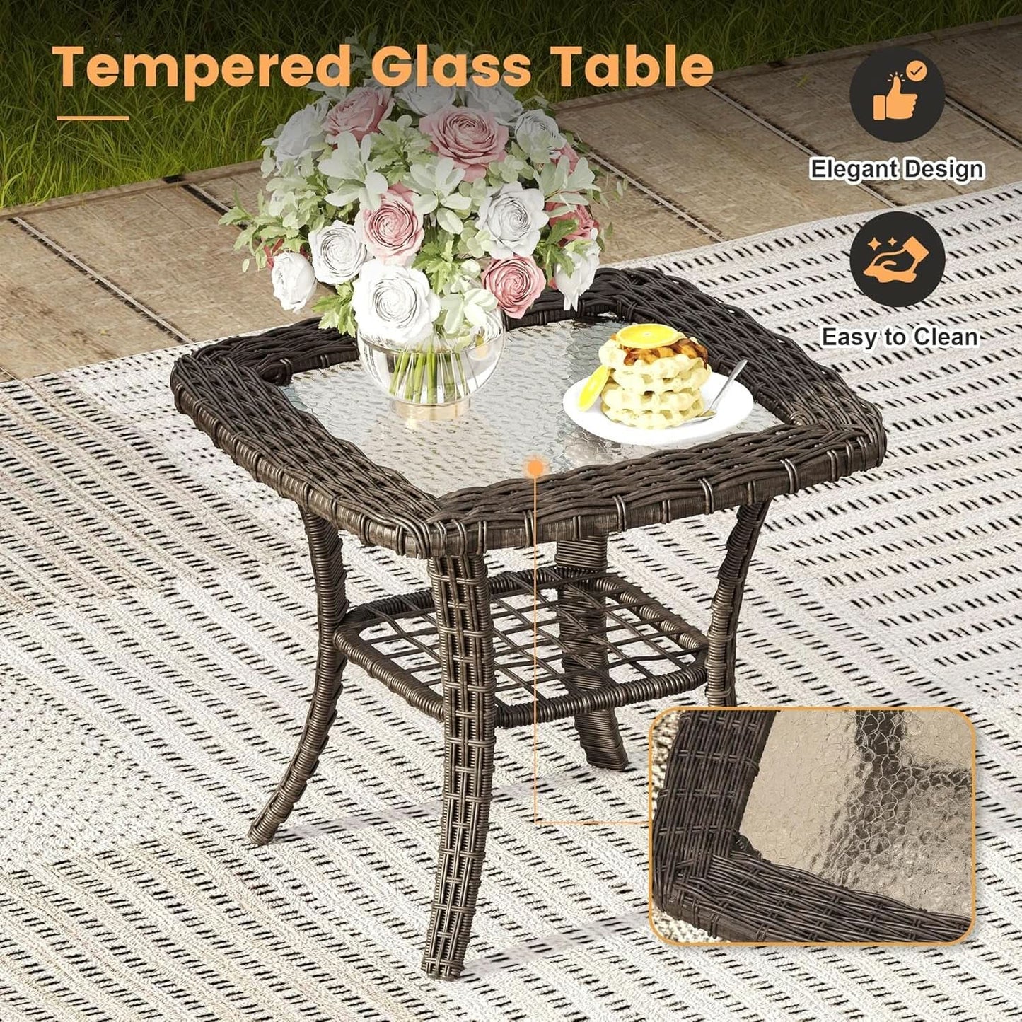 Eight Piece Outdoor Patio Furniture Set with Firepit-4