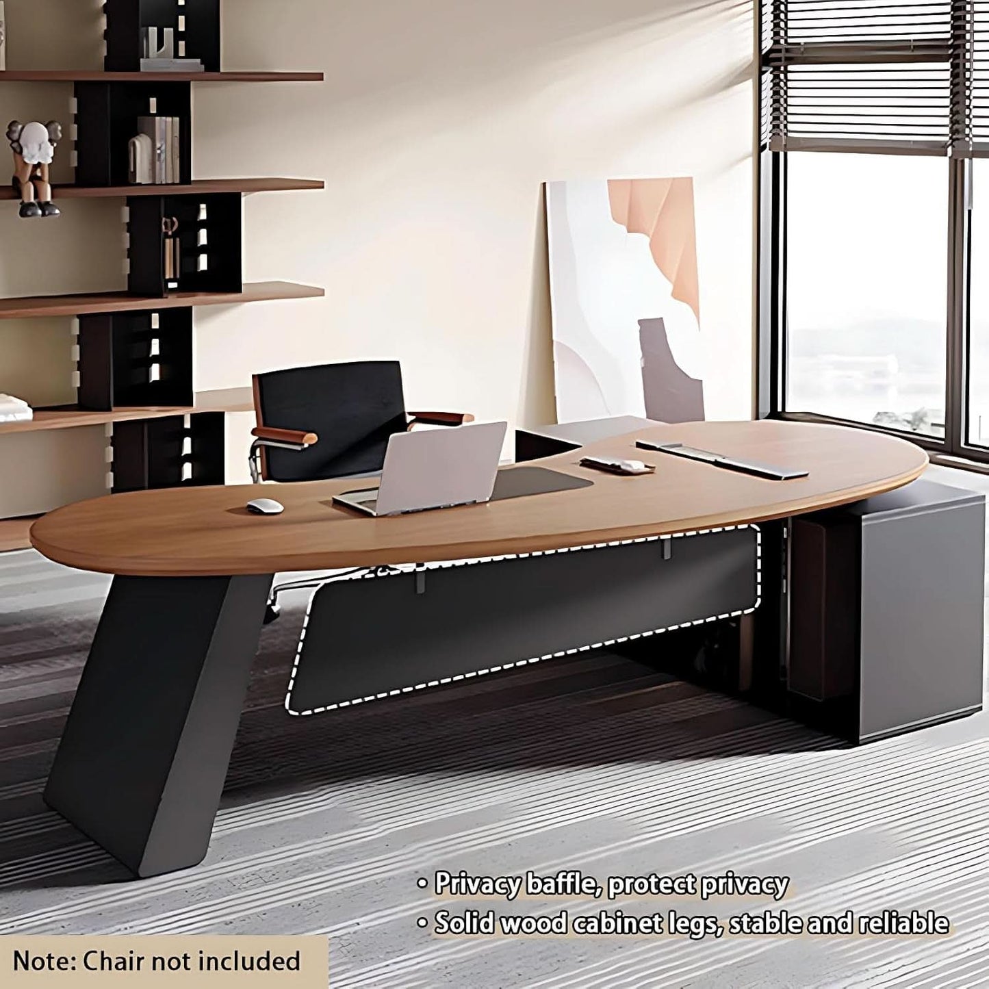 L Shaped Desk With Solid Wood 80 Inch Executive Work space Desk-4