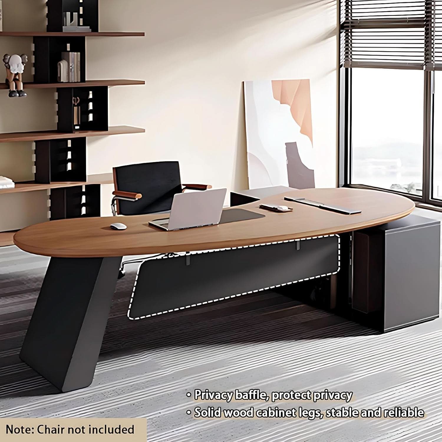 L Shaped Desk With Solid Wood 80 Inch Executive Work space Desk-4