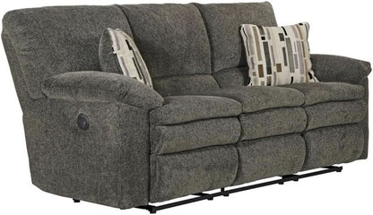 Power Reclining Sofa In Charcoal Gray Polyester Fabric-2