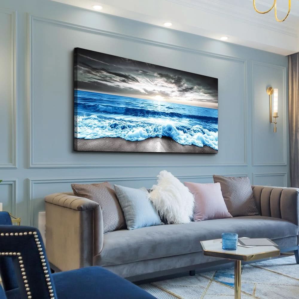 Blue Ocean Seascape Museum Quality Canvas Art 20x40-1