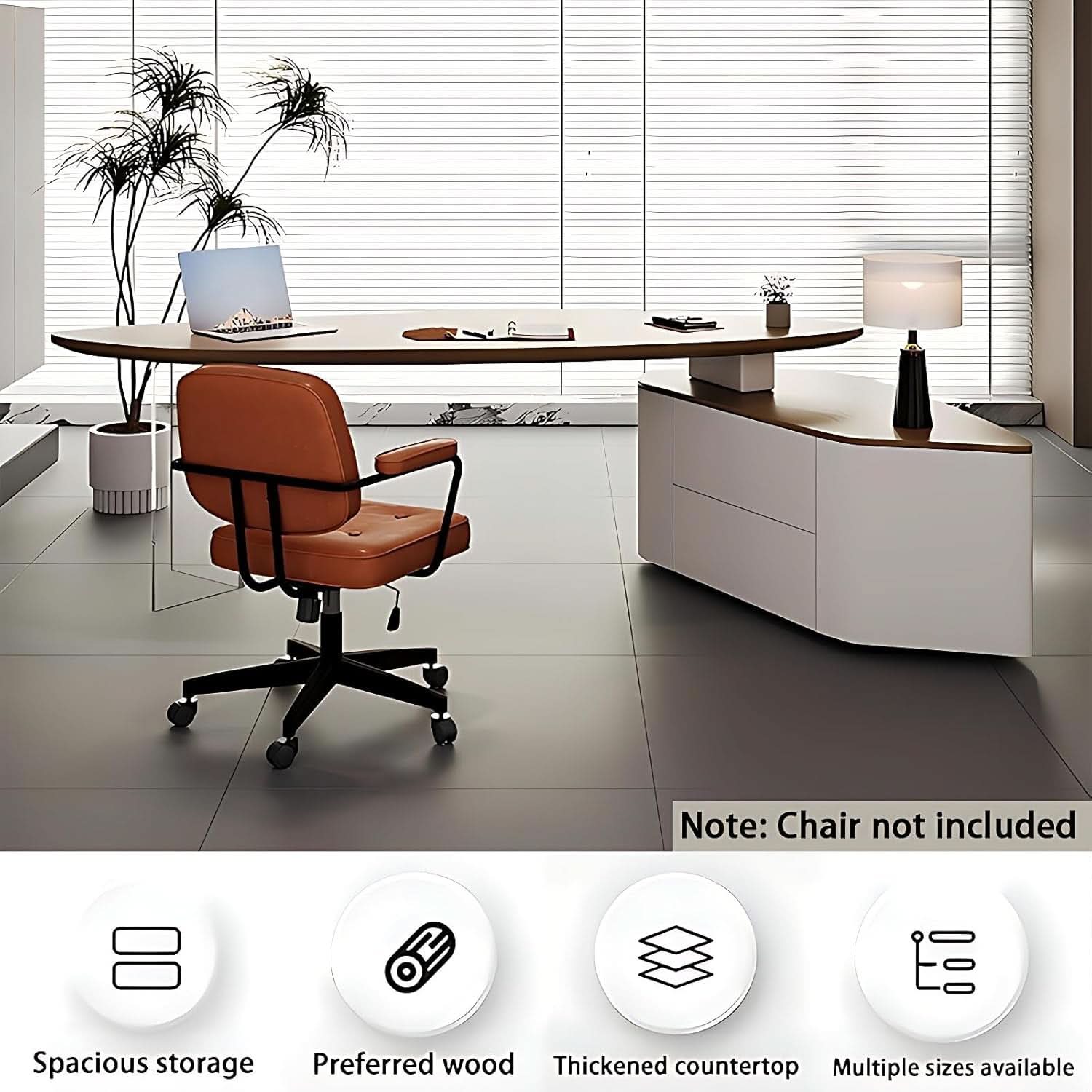 Solid Wood L Shape Desk With Integrated Side Cabinet 56 In-3
