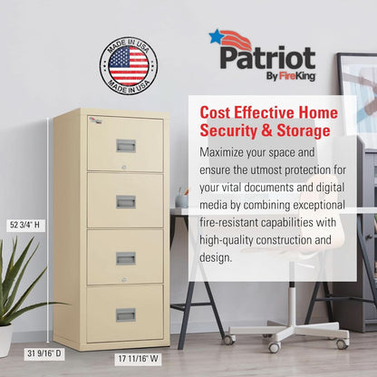 Patriot Vertical 4 Drawer Fire Safe File Cabinet 1 Hour Parchment-3