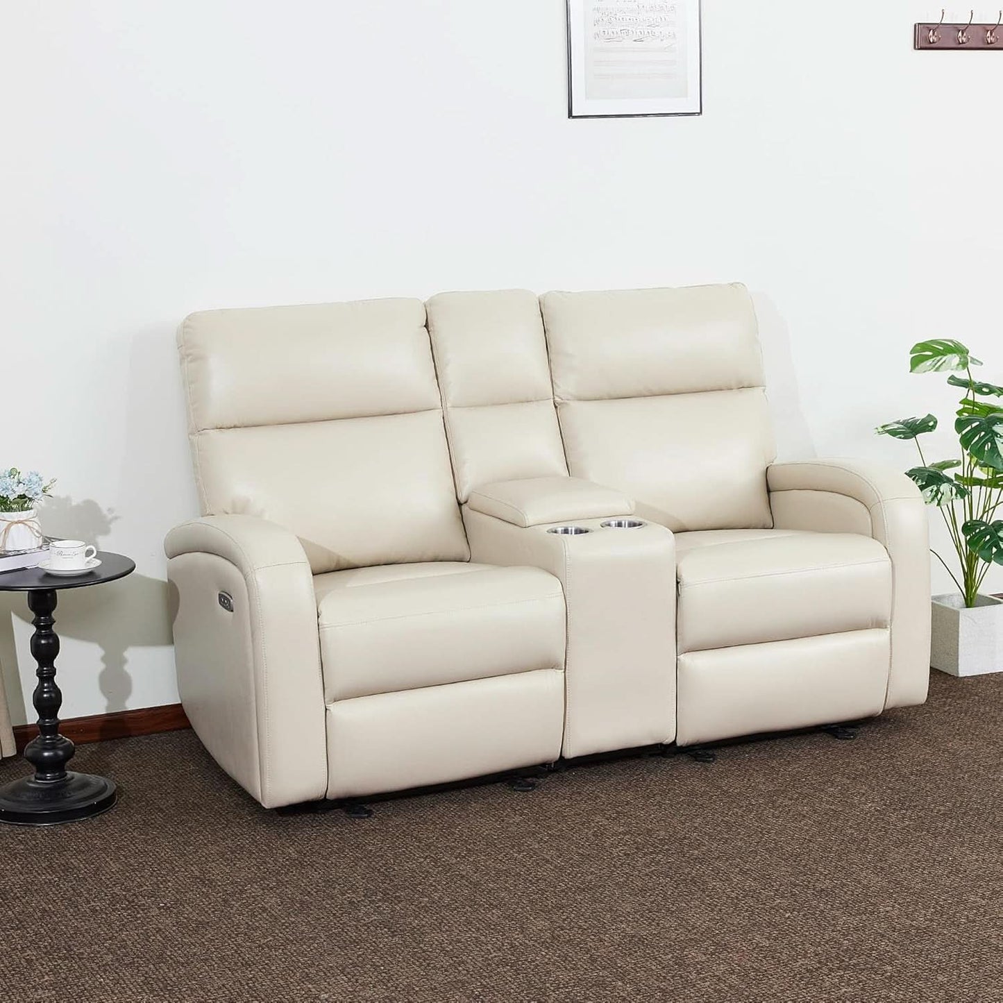 65.7-Inch Zero Wall Recliner Loveseat With Console-1
