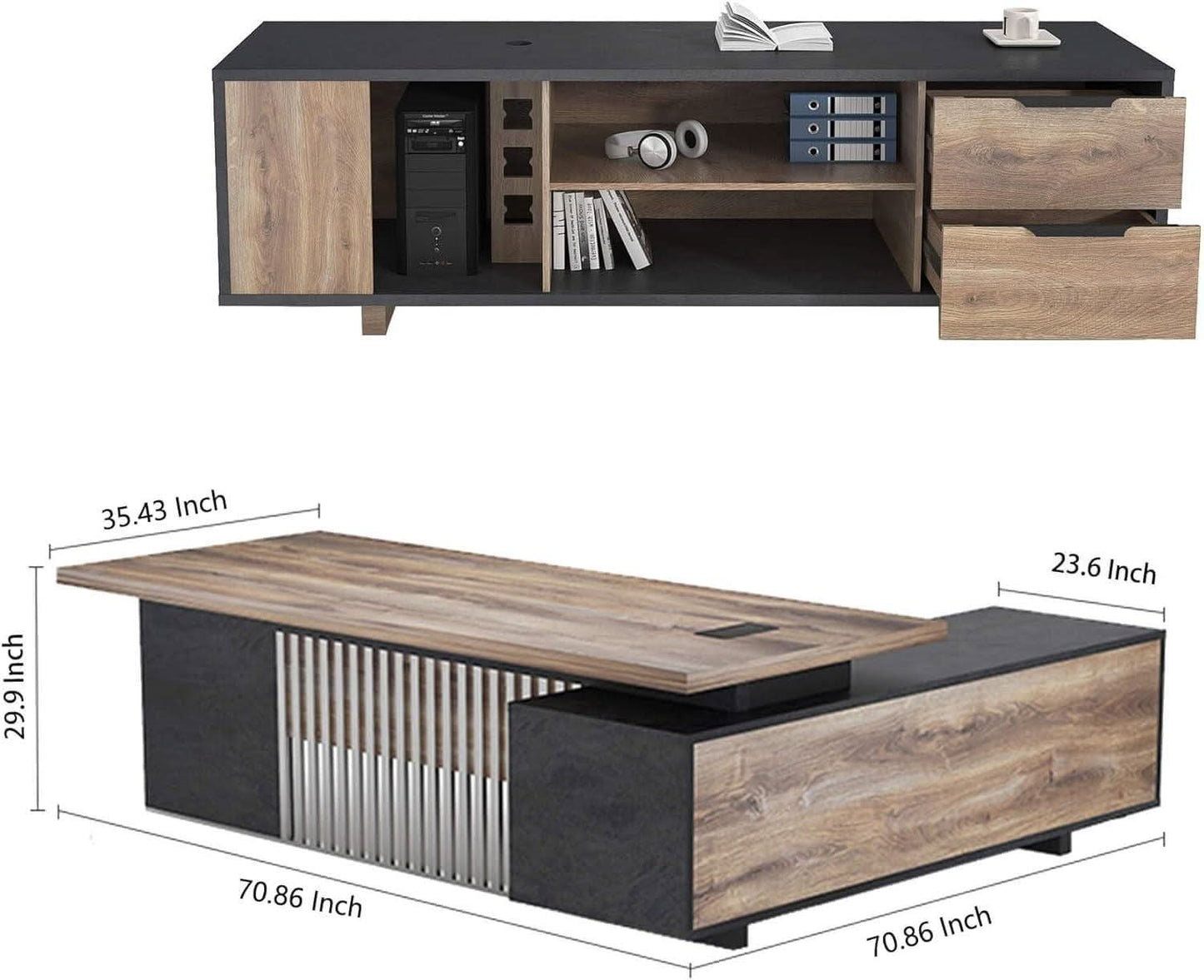 Spacious Executive Desk With Ample Storage Drawers-1