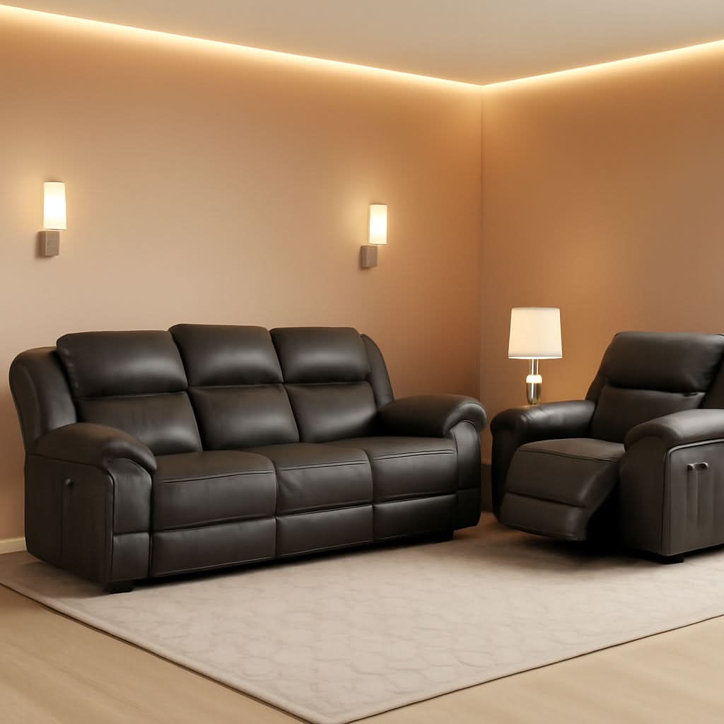 Recife 2-Piece Reclining Living Room Sofa Set Chocolate-0