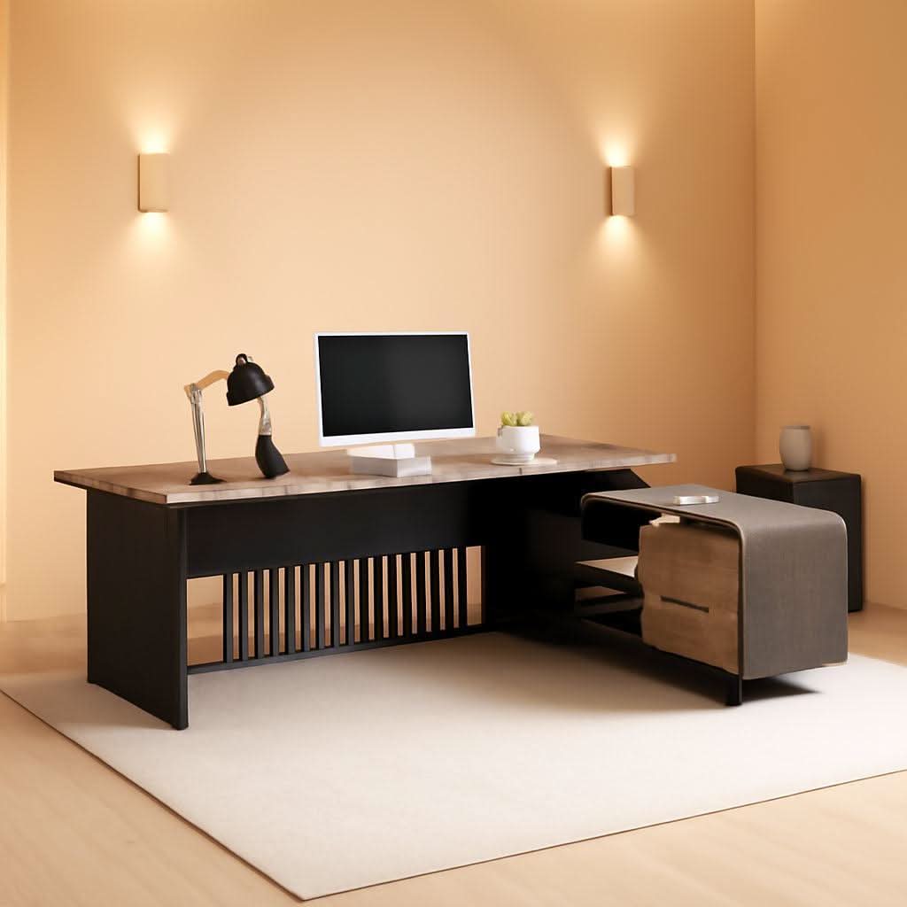 Spacious Executive Desk With Ample Storage Drawers-0