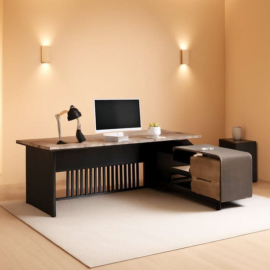 Spacious Executive Desk With Ample Storage Drawers-0