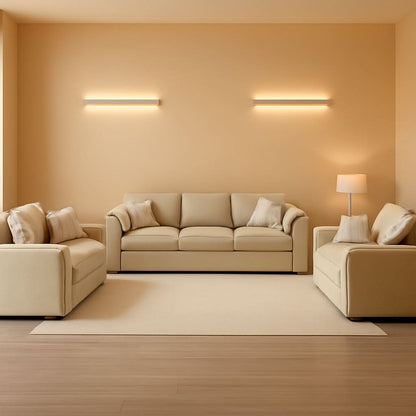 3 Piece Corduroy Sofa Set Camel 3 Seater And 2 Loveseats-0