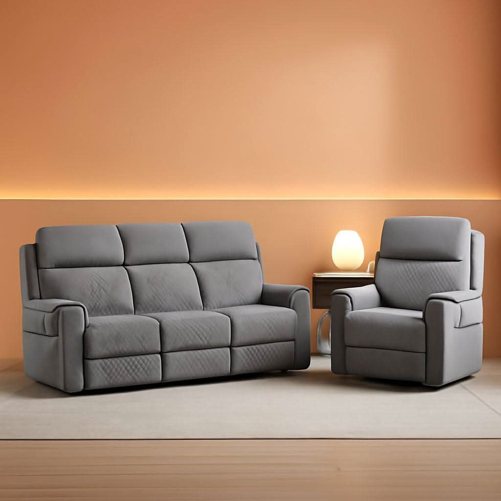 Light Grey High Performance Power Recliner Sofa Set-0