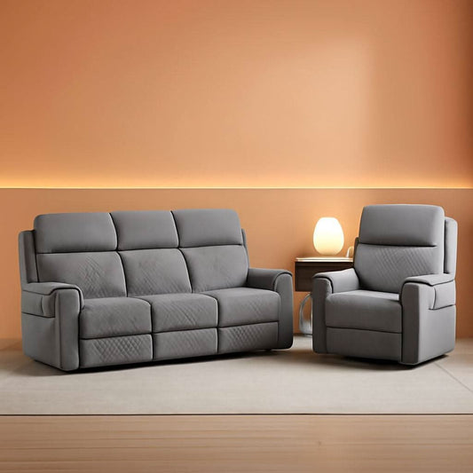 Light Grey High Performance Power Recliner Sofa Set-0
