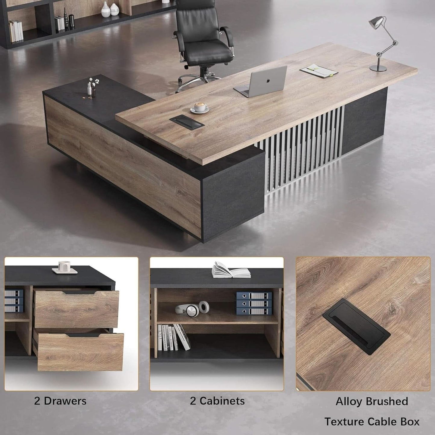 Spacious Executive Desk With Ample Storage Drawers-2