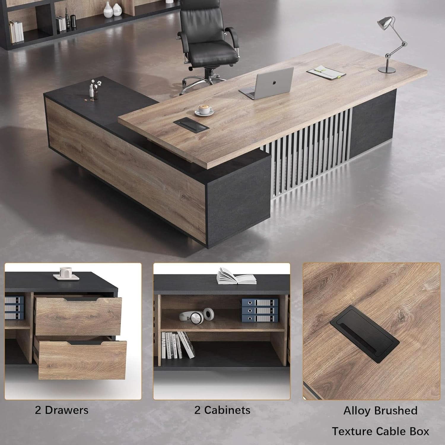 Spacious Executive Desk With Ample Storage Drawers-2