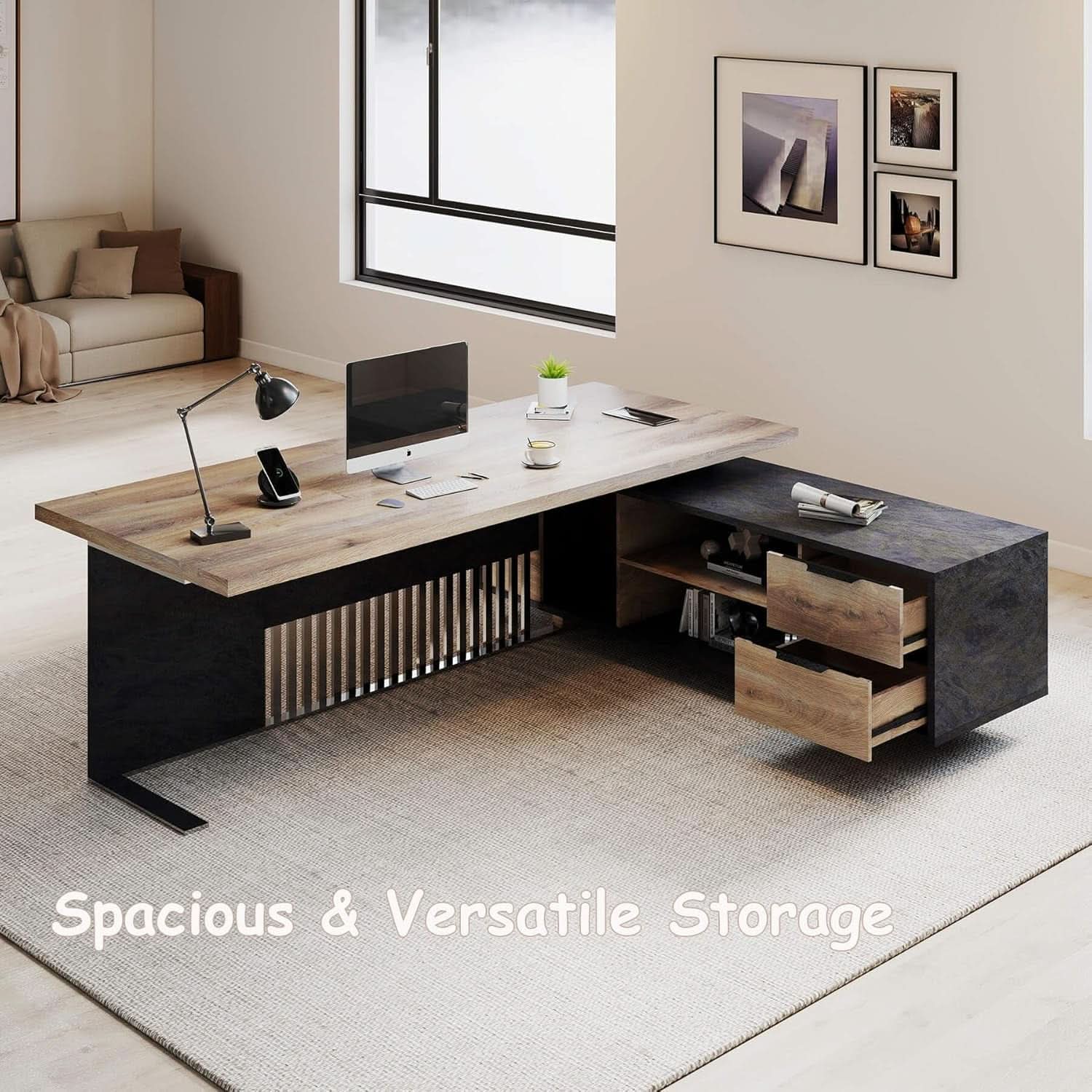 Spacious Executive Desk With Ample Storage Drawers-4