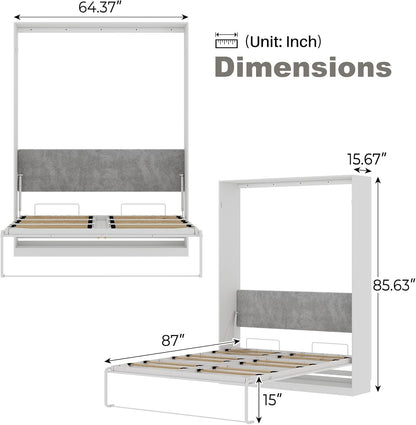 Queen Murphy Bed 85 Inch Wall Bed Frame With Hydraulic-1