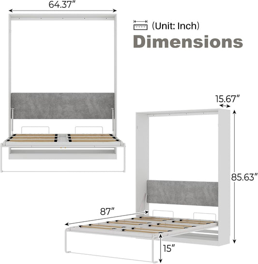 Queen Murphy Bed 85 Inch Wall Bed Frame With Hydraulic-1