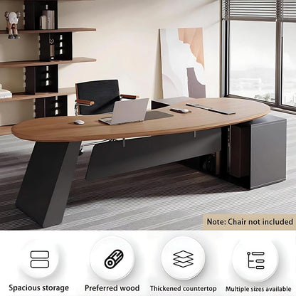 L Shaped Desk With Solid Wood 80 Inch Executive Work space Desk-3