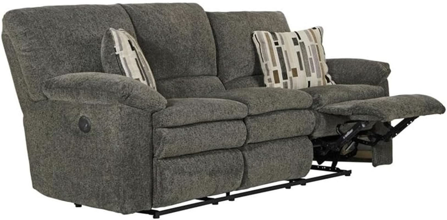 Power Reclining Sofa In Charcoal Gray Polyester Fabric-3