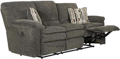 Power Reclining Sofa In Charcoal Gray Polyester Fabric-3