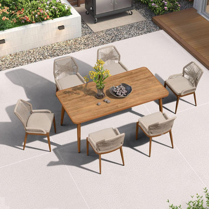 7 Piece Outdoor Dining Set With Wicker Chairs And Table-2