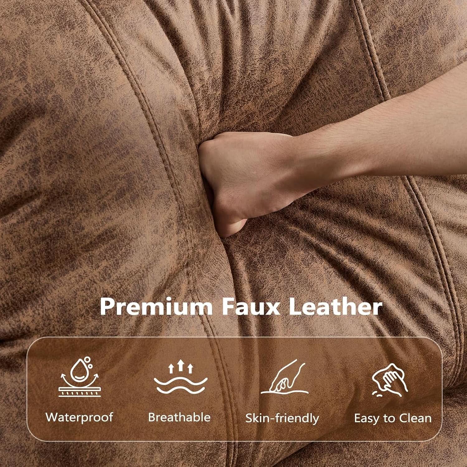 Brown Electric Faux Leather Reclining Sofa Massage-4