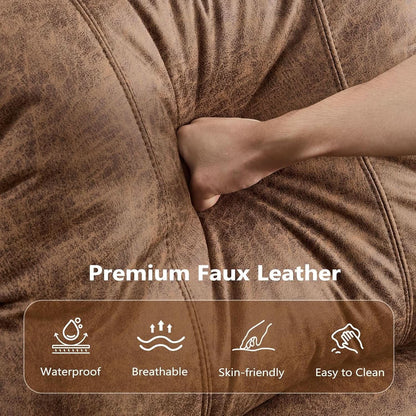 Brown Electric Faux Leather Reclining Sofa Massage-4