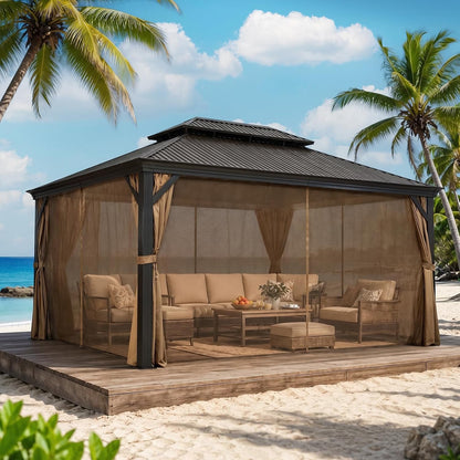 12x16 Hardtop Gazebo With Drainage System Weatherproof-1