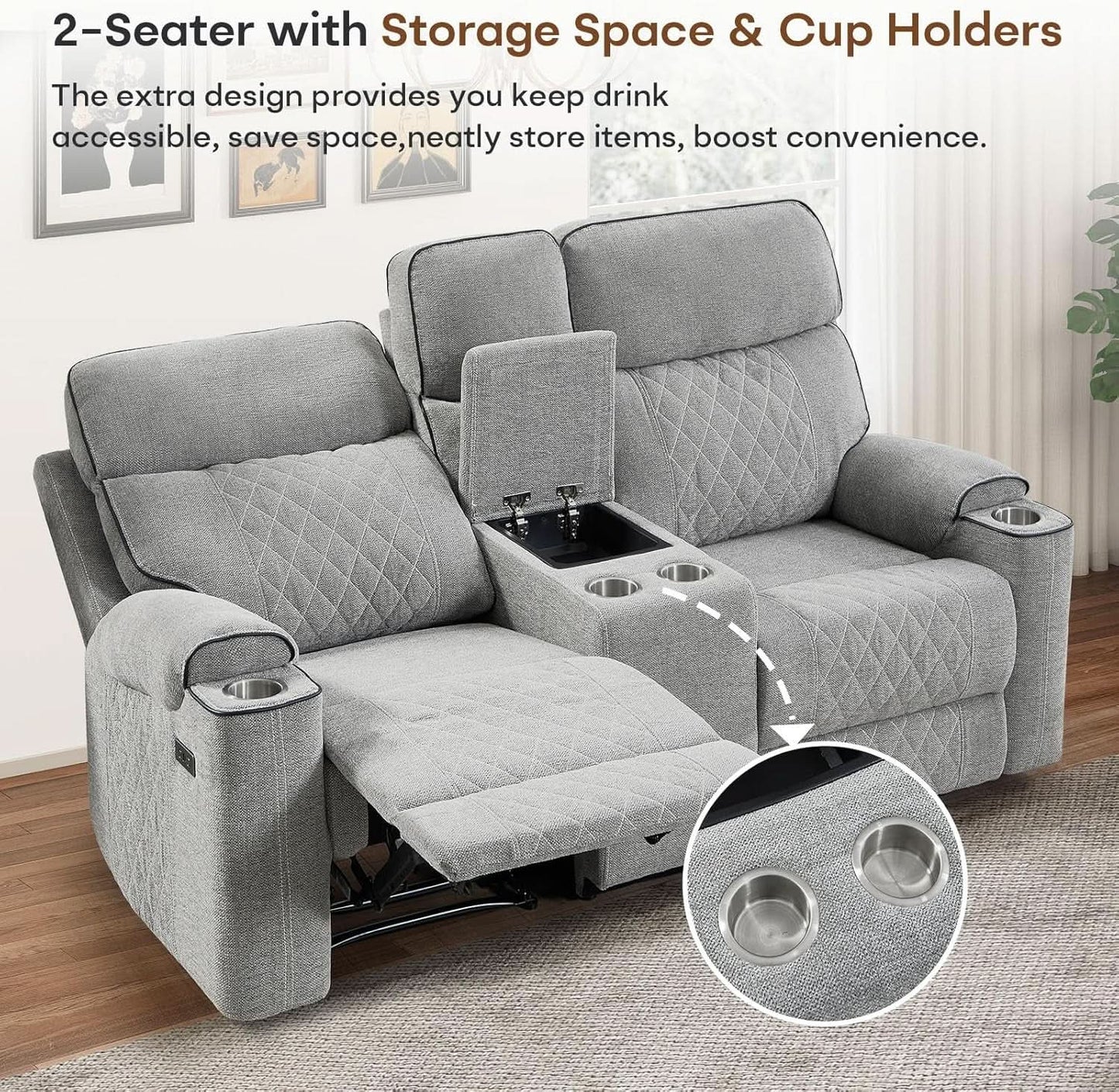 Light Grey High Performance Power Recliner Sofa Set-4