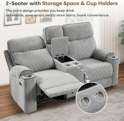 Light Grey High Performance Power Recliner Sofa Set-4