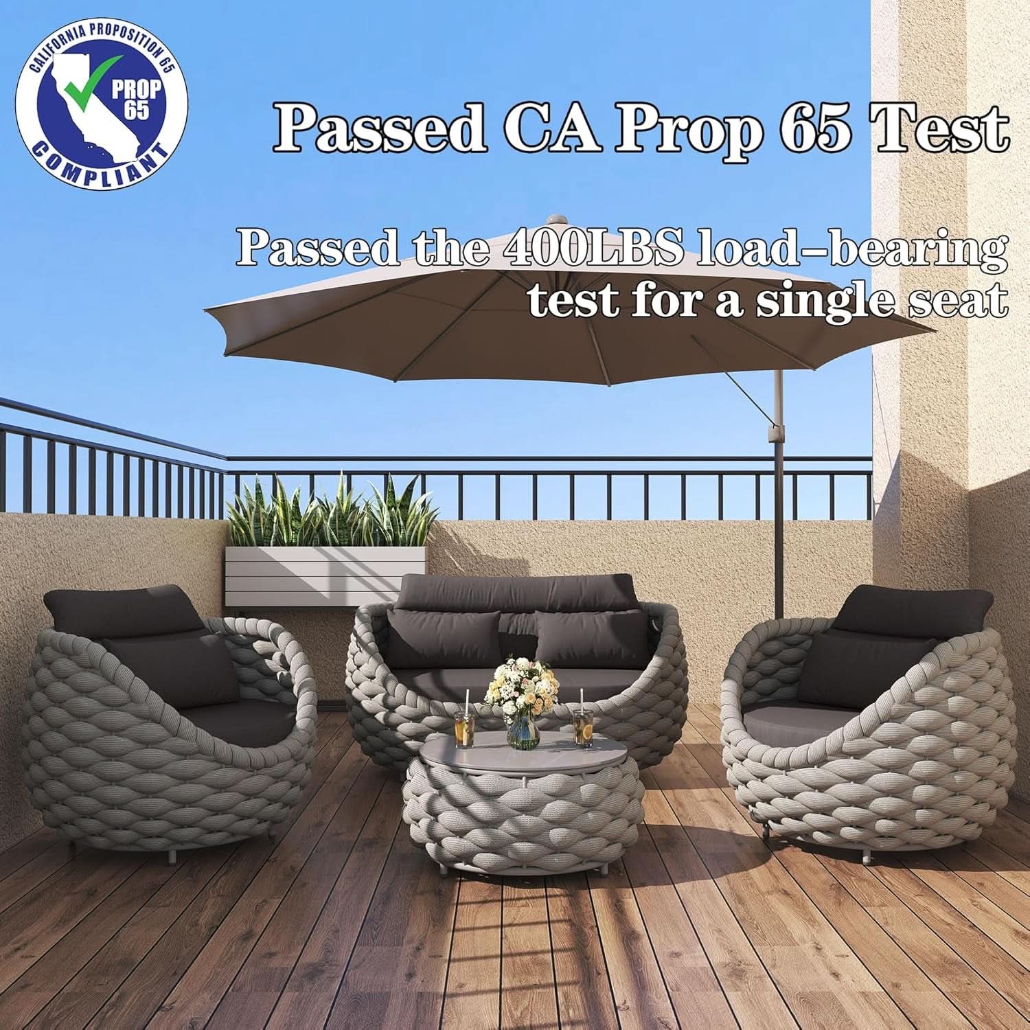 Six Piece Aluminum Patio Furniture Set With Cushions-2