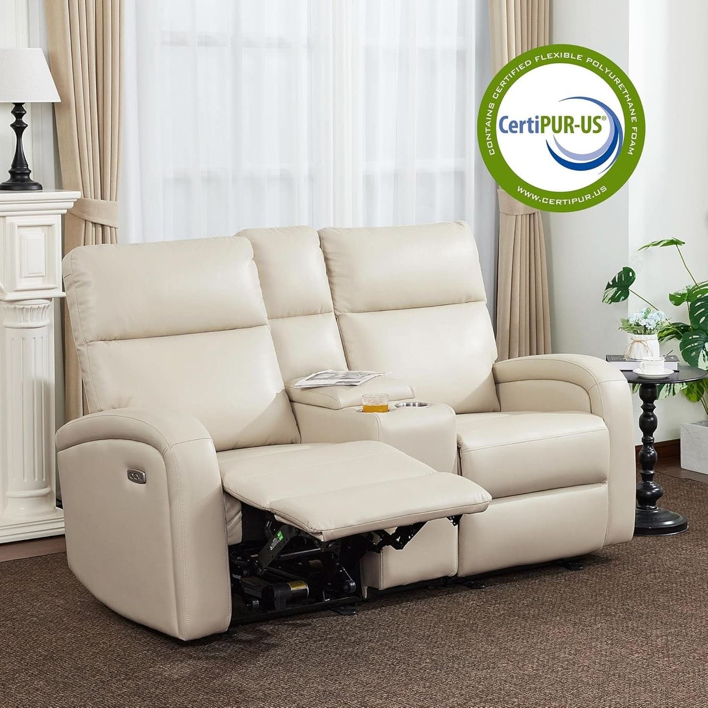 65.7-Inch Zero Wall Recliner Loveseat With Console-4
