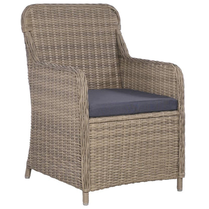 NNEVL 5 Piece Garden Dining Set Brown-1