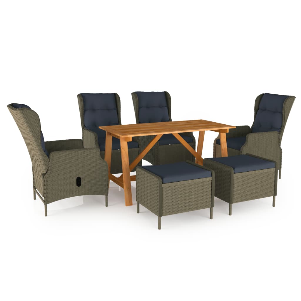 NNEVL 7 Piece Garden Dining Set Brown-0