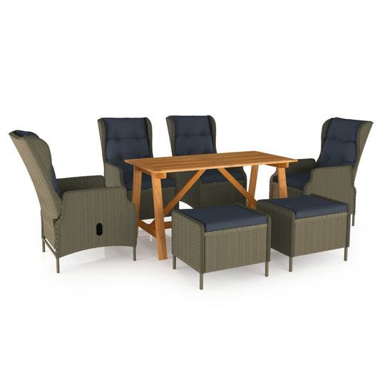 NNEVL 7 Piece Garden Dining Set Brown-0