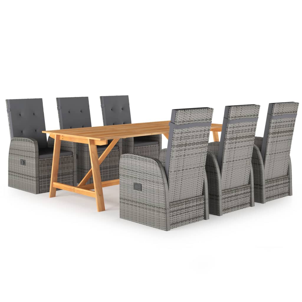 NNEVL 7 Piece Garden Dining Set Grey-0