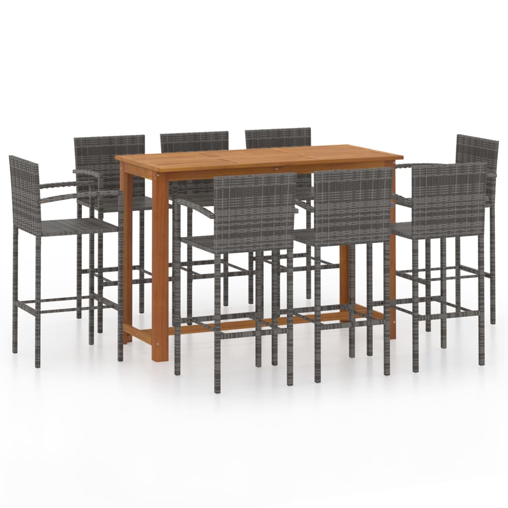 NNEVL 9 Piece Garden Bar Set Grey-1