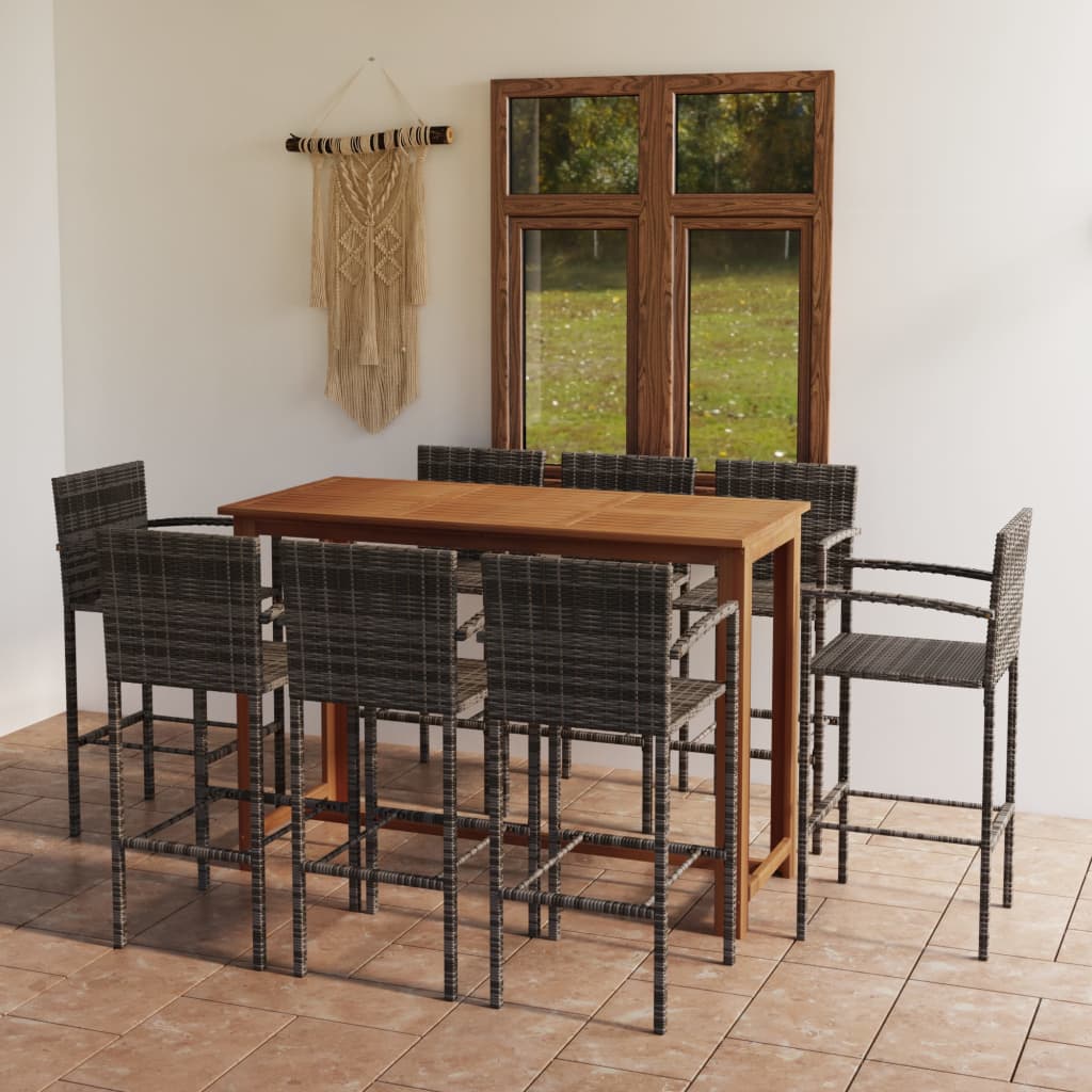 NNEVL 9 Piece Garden Bar Set Grey-0