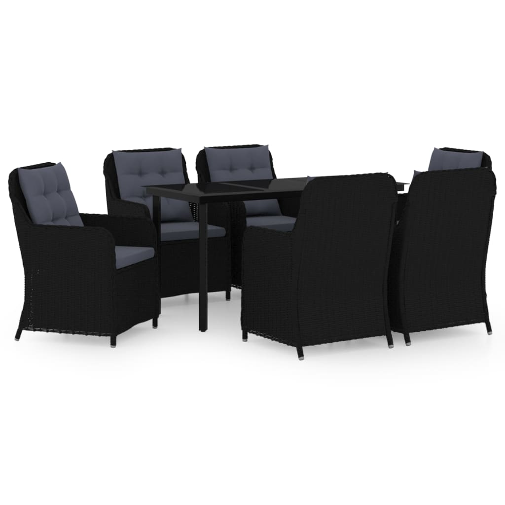 NNEVL 7 Piece Garden Dining Set Black-1