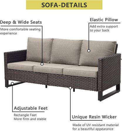 Seven Piece Outdoor Wicker Patio Furniture Set With Swivel Rockers-2