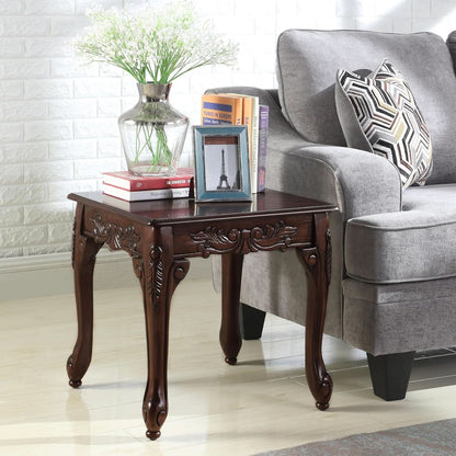 Hernen Carved Wood Frame 5Piece Living Room Set Beige Wheat-4