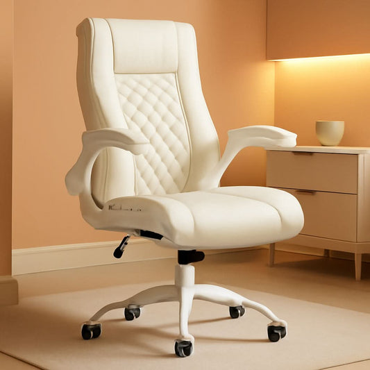 PU Leather Executive Office Chair With Flip Up Armrests-0