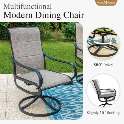 Patio Furniture Set Table For 8 Grayish Brown Swivel Chairs-2