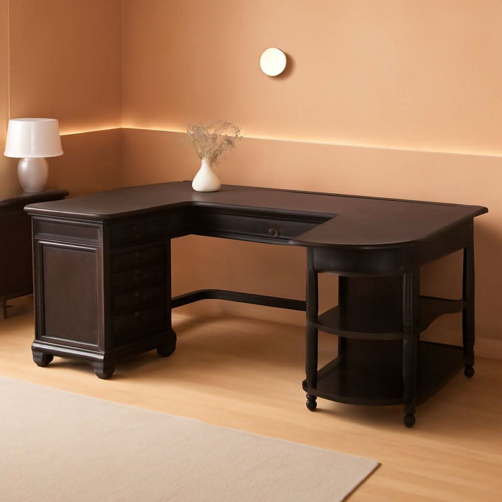 Bureau d'angle contemporain avec tiroir USB intégré