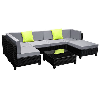 NNEDSZ 7PC Sofa Set Outdoor Furniture Lounge Setting Wicker Couches Garden Patio Pool-0