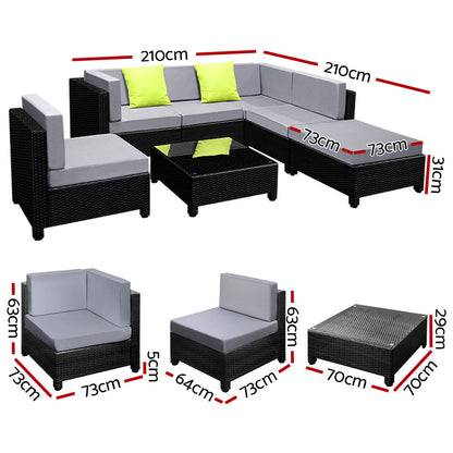 NNEDSZ 7PC Sofa Set Outdoor Furniture Lounge Setting Wicker Couches Garden Patio Pool-1