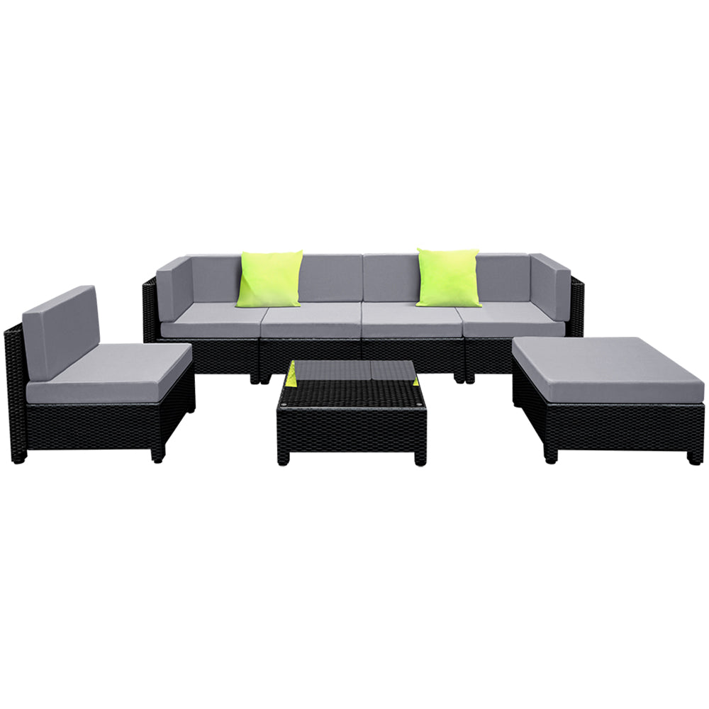 NNEDSZ 7PC Sofa Set Outdoor Furniture Lounge Setting Wicker Couches Garden Patio Pool-2