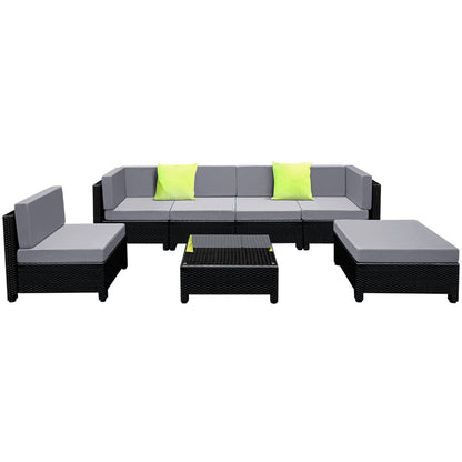 NNEDSZ 7PC Sofa Set Outdoor Furniture Lounge Setting Wicker Couches Garden Patio Pool-2