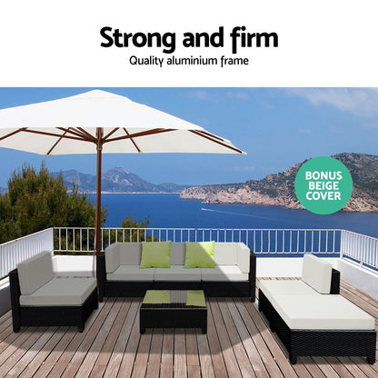 NNEDSZ 7PC Sofa Set Outdoor Furniture Lounge Setting Wicker Couches Garden Patio Pool-3