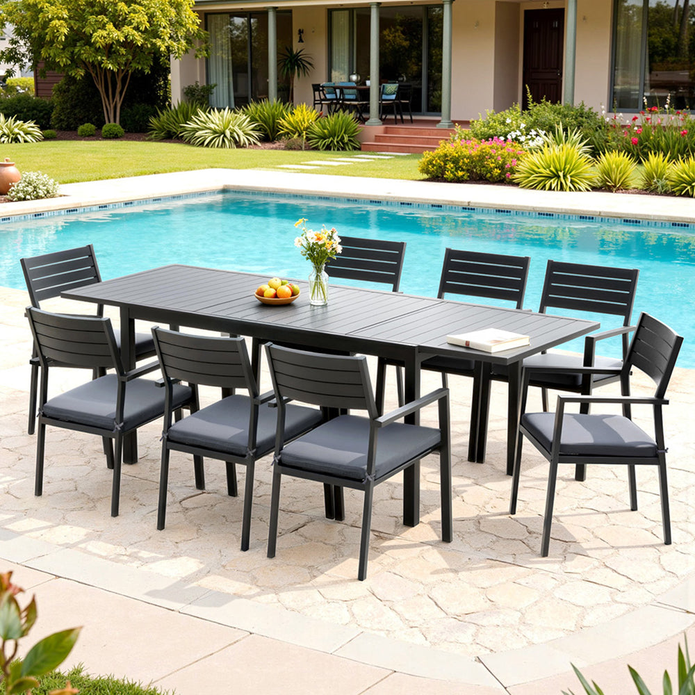 Gardeon Outdoor Dining Set 9PCS Aluminum Extendable Table Chairs Patio Furniture-0