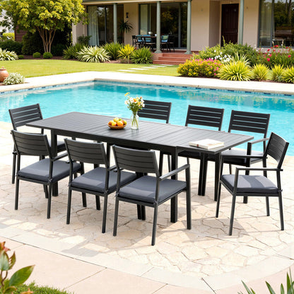 Gardeon Outdoor Dining Set 9PCS Aluminum Extendable Table Chairs Patio Furniture-0